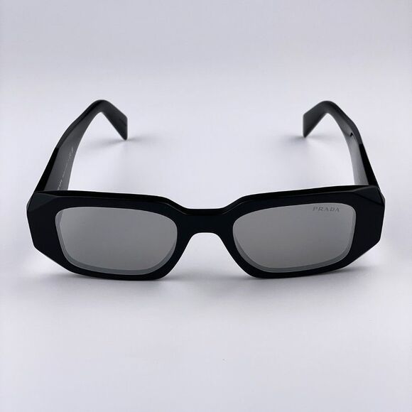 Prada PR17WS 1AB2B0 Sunglasses Black Gray Mirrored Silver Square Unisex - Picture 4 of 9